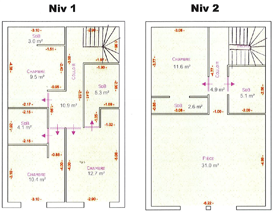 plan appartement 2 niveau